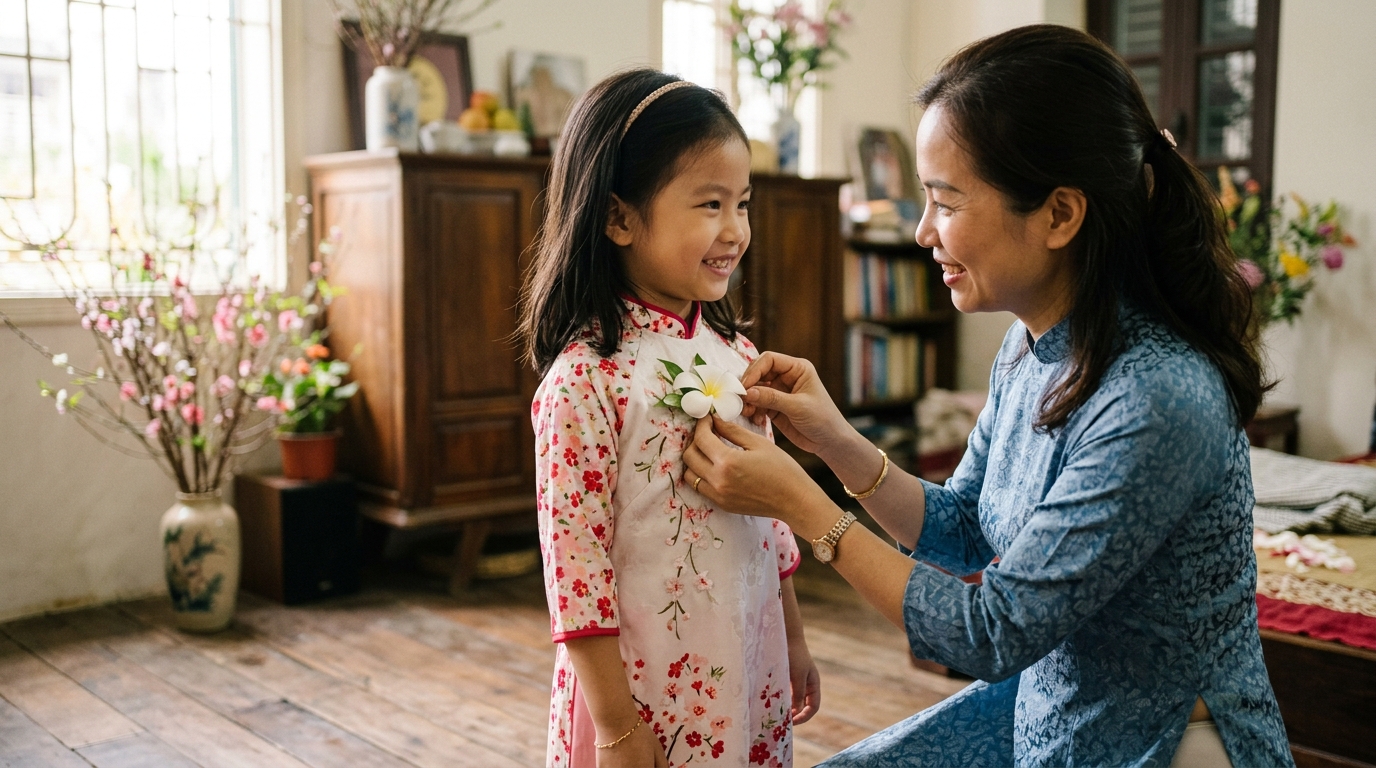 Cả nhà dạo chơi vườn hoa rực rỡ nắng xuân