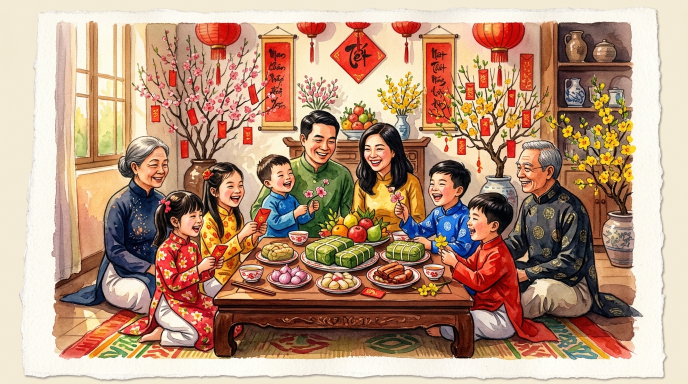Gia đình Việt Nam đón Tết cùng nhau