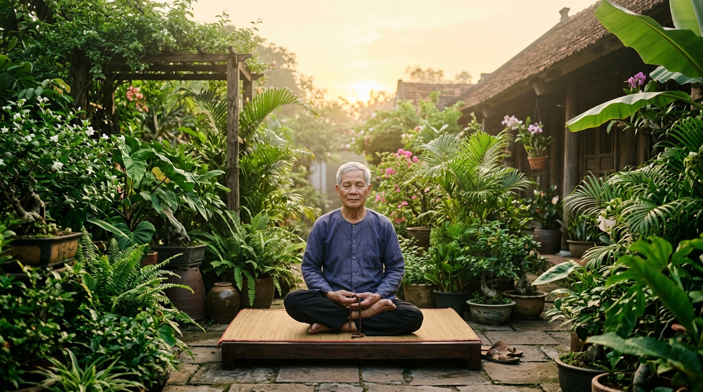 Gia đình Việt Nam thư giãn trong ngôi nhà yên bình cuối tuần
