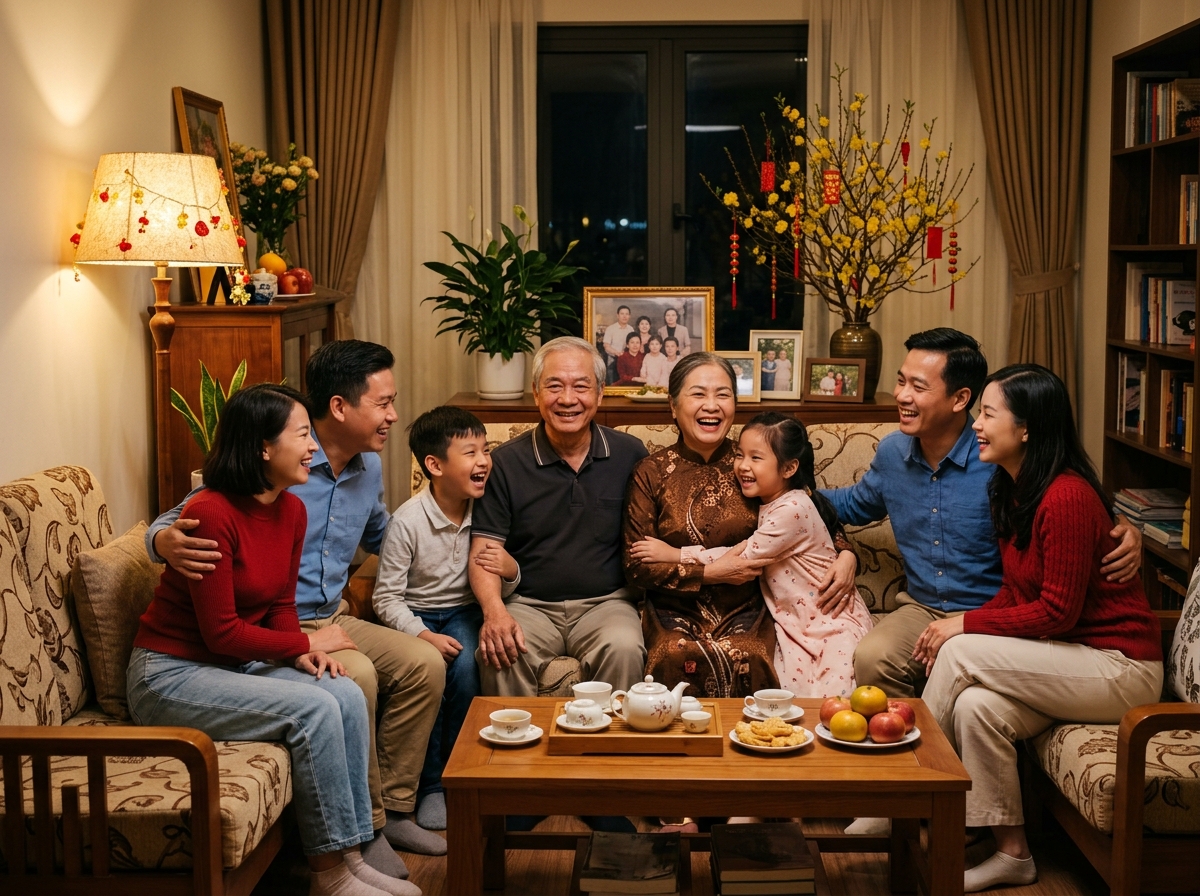 Gia đình sum vầy đầm ấm cầu chúc bình yên hạnh phúc