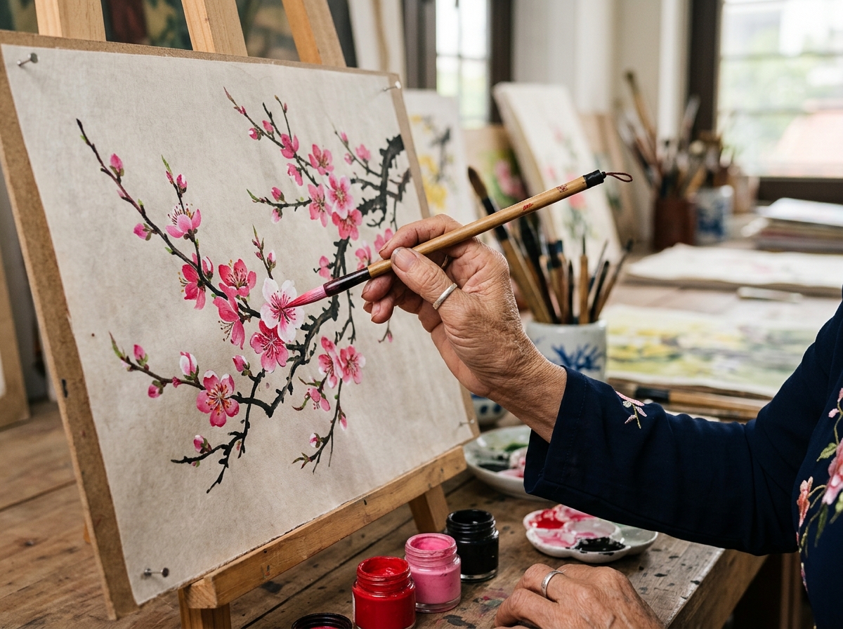 Cành hoa đào xuân rực rỡ mang lại vẻ đẹp quý phái thanh cao